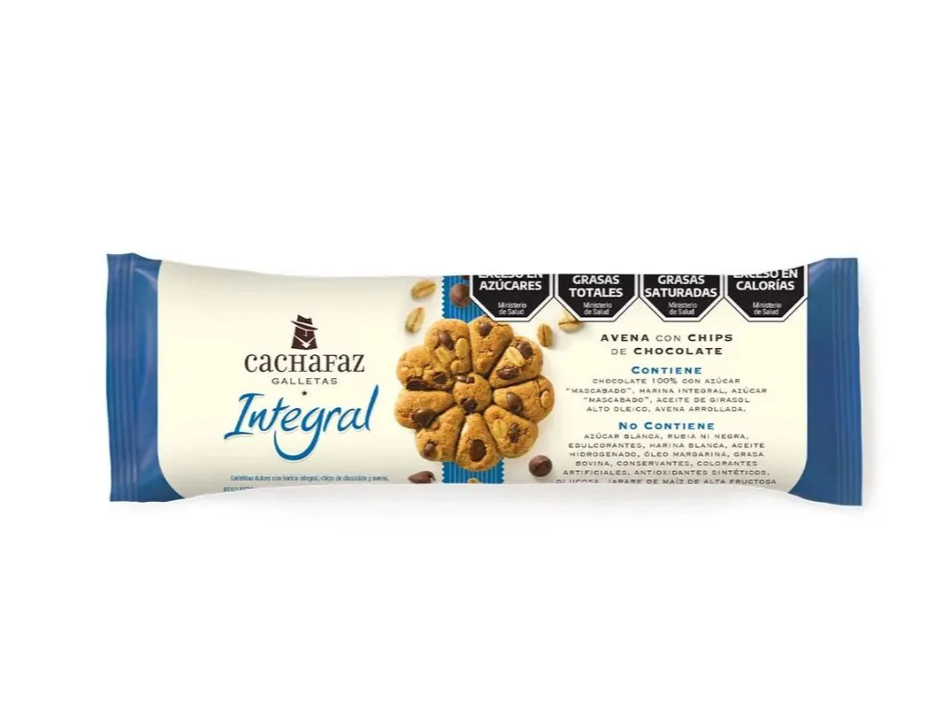 GALLETAS INTEGRALES AVENA CON CHIPS DE CHOCOLATE CACHAFAZ 225 gr