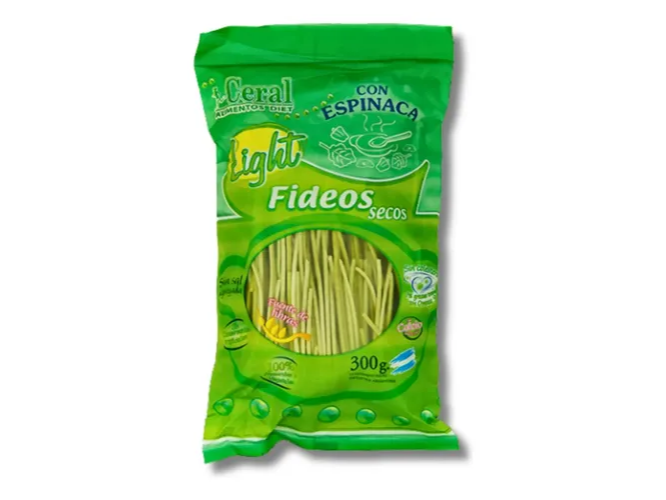 FIDEOS LIGHT CON ESPINACA SIN SAL CERAL 300 gr