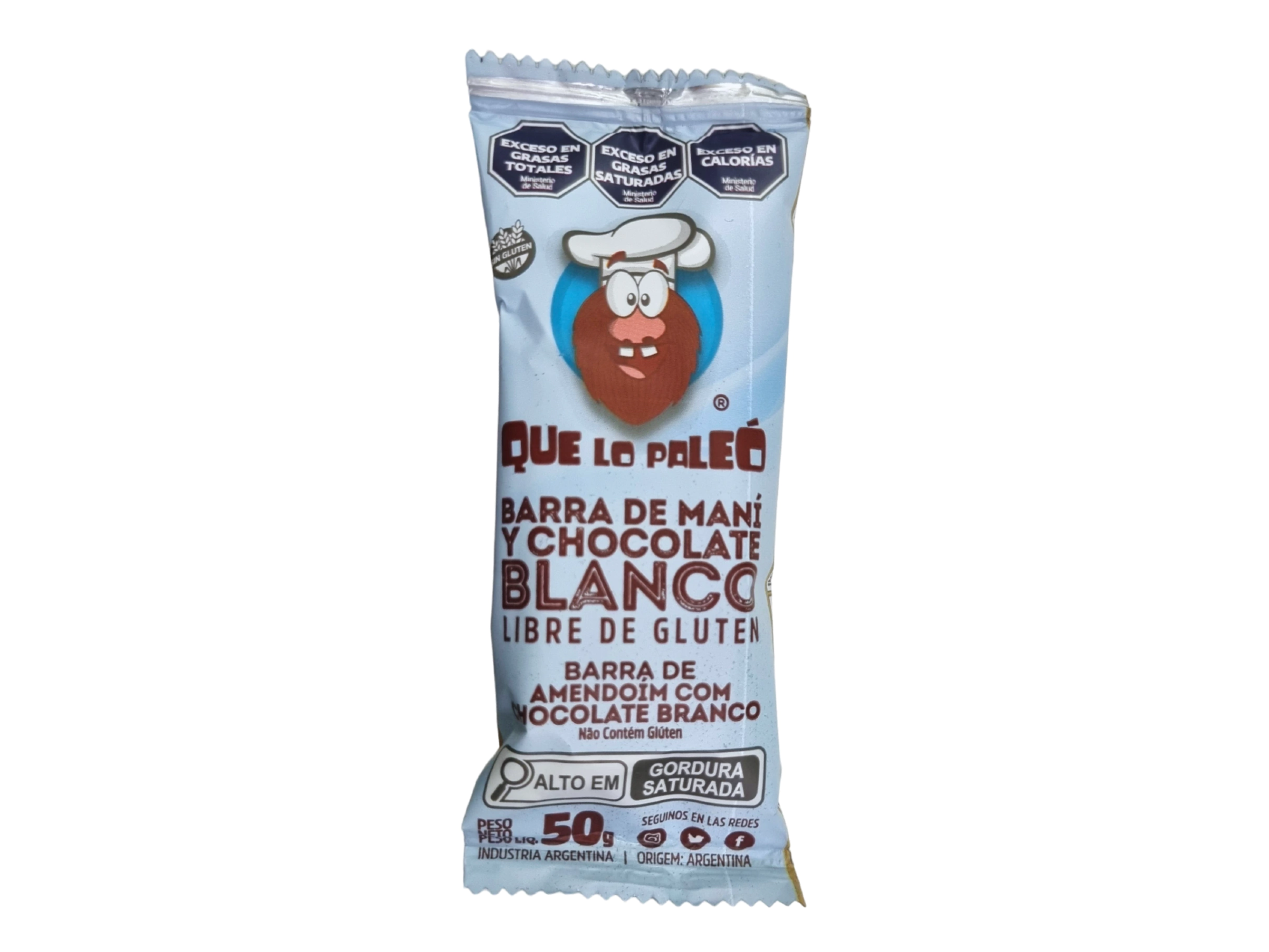 BARRA MANI Y CHOC BLANCO QUE LO PALEO 50 gr