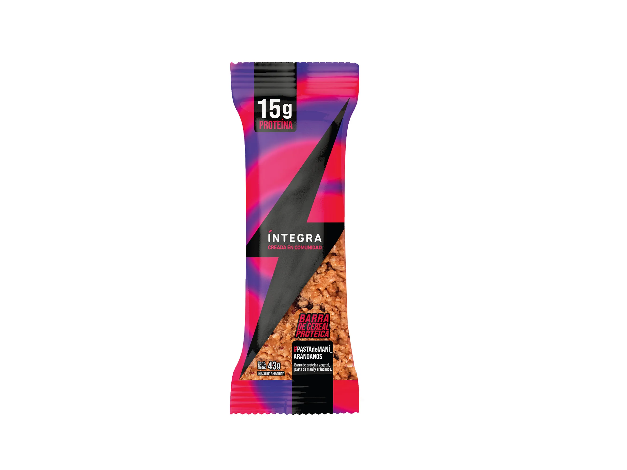BARRA PROTEICA PASTA DE MANI Y ARANDANOS INTEGRA 43 gr