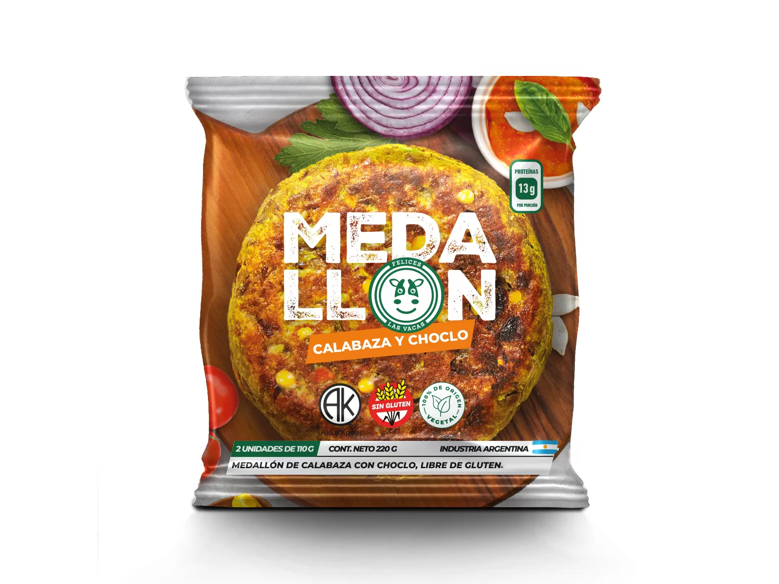 MEDALLON CALABAZA Y CHOCLO S/GLUTEN x 2 UNIDADES 110 gr - FELICES LAS VACAS