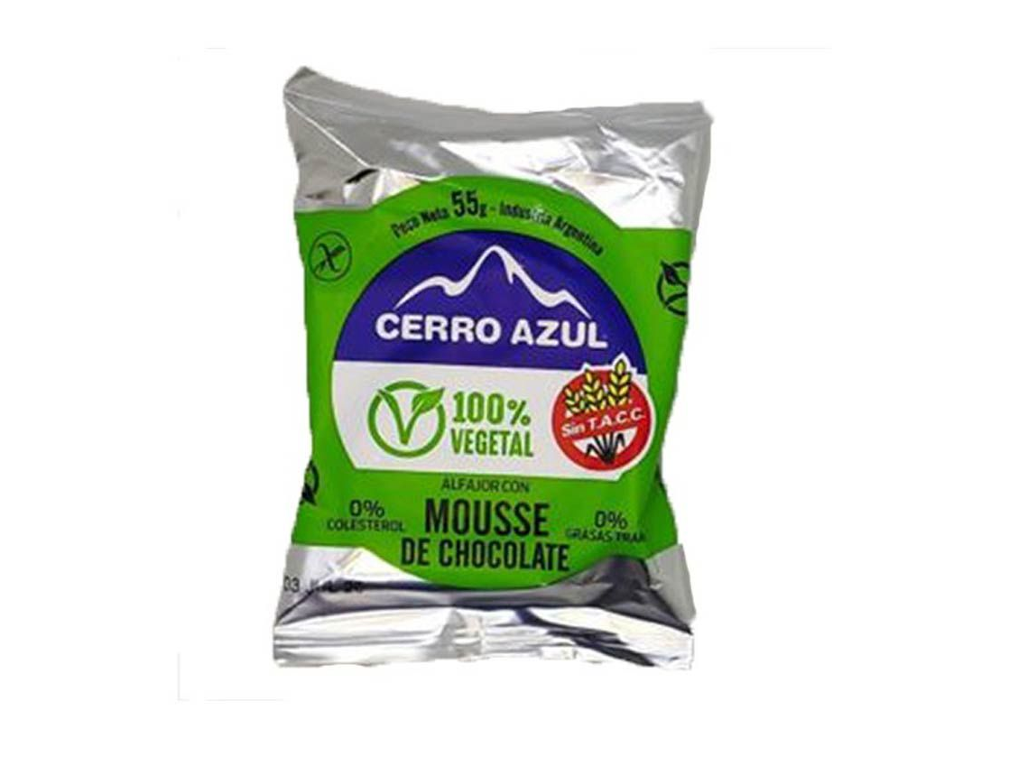 ALFAJOR MOUSSE CHOCOLATE S/GLUTEN CERRO AZUL  50 gr