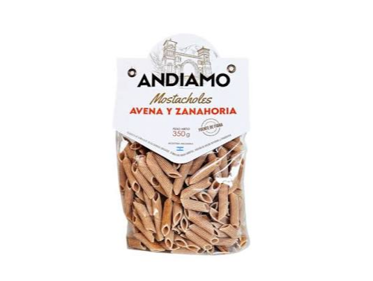 FIDEOS MOSTACHOLES DE AVENA Y ZANAHORIA ANDIAMO 350 gr