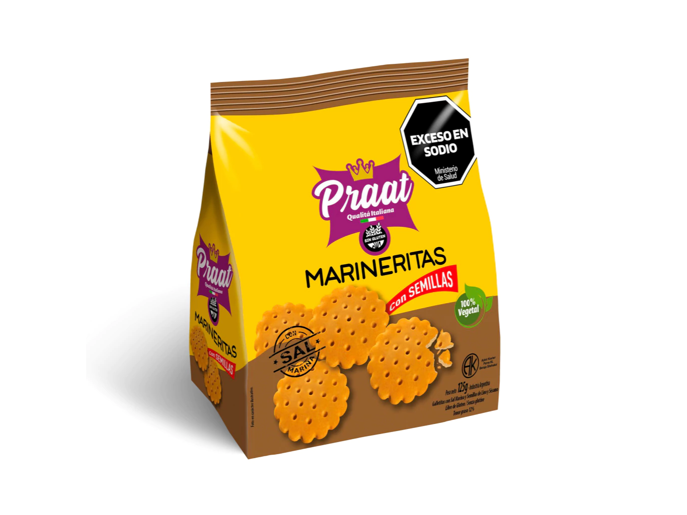 MARINERITAS CON SEMILLAS Y SAL MARINA S/GLUTEN PRAAT 125 gr