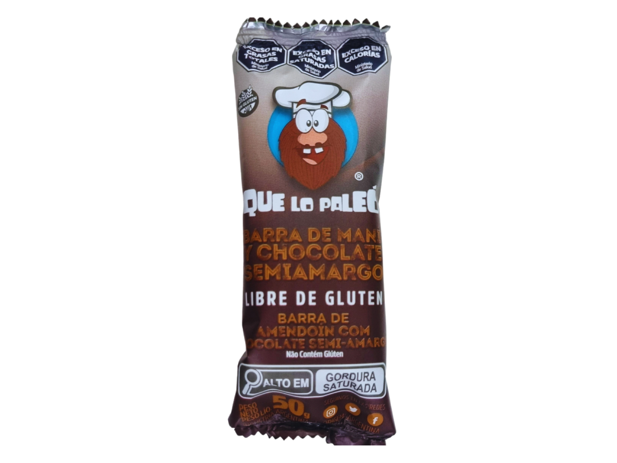BARRA MANI Y CHOCOLATE SEMIAMARGO QUE LO PALEO 50 gr