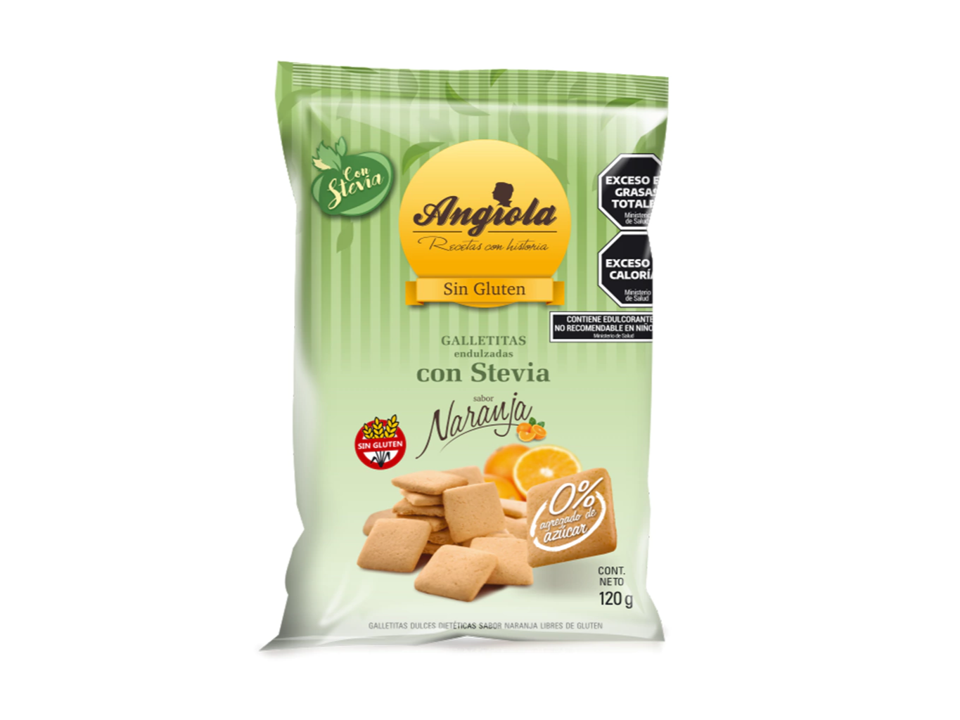 GALLETITAS NARANJA S/GLUTEN C/STEVIA  ANGIOLA 120 gr