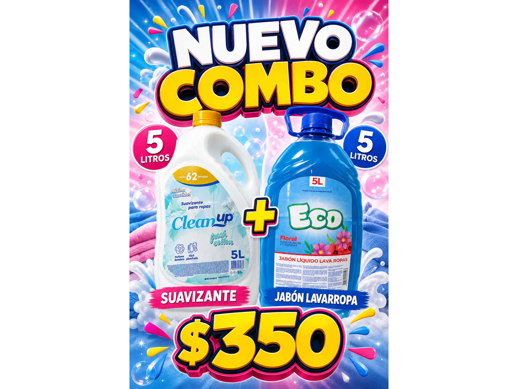 Lavarropa 5 litros más suavizante 5 litros