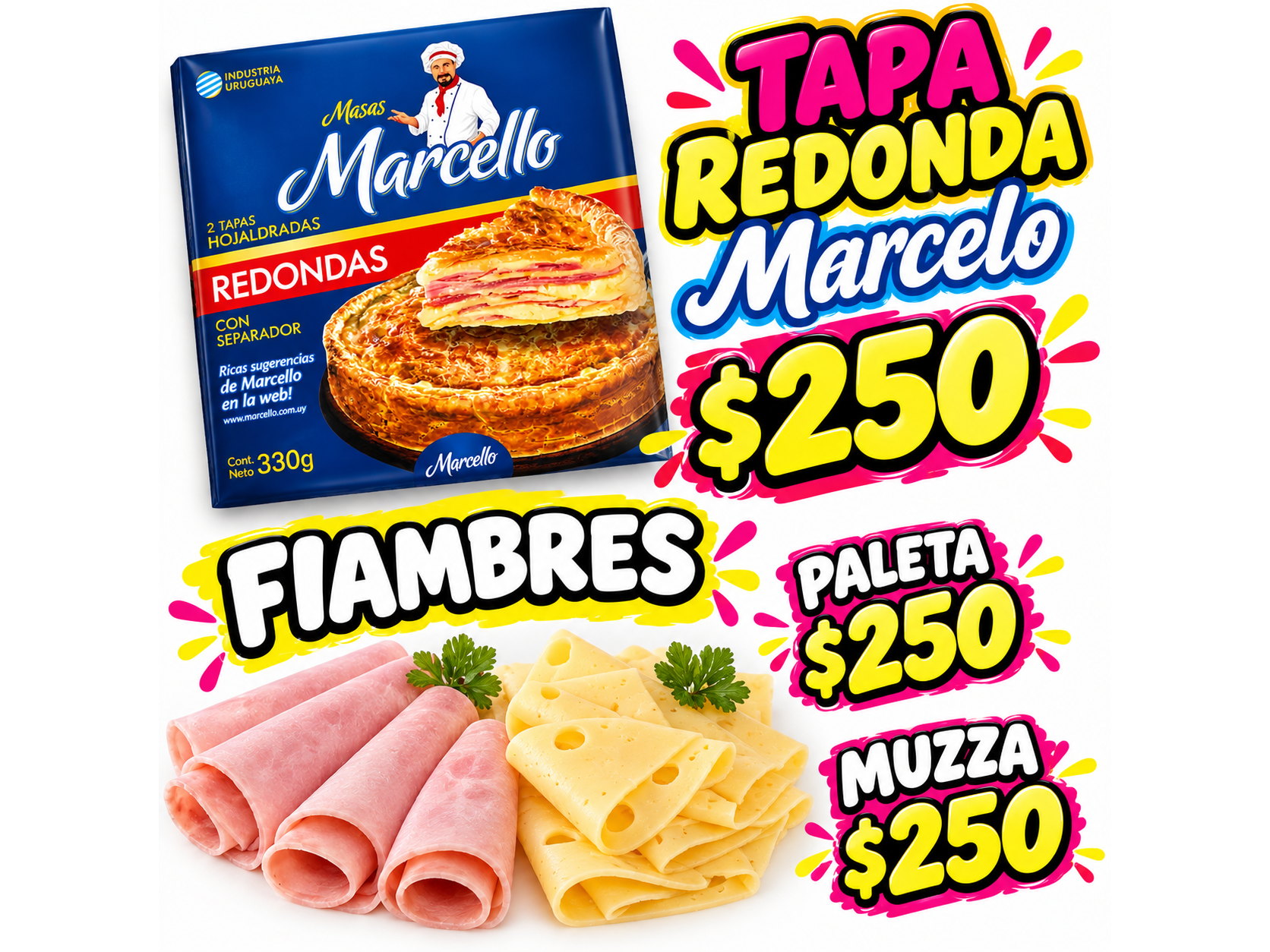 Tapa redonda Mas 250gr paleta 250gr muzza