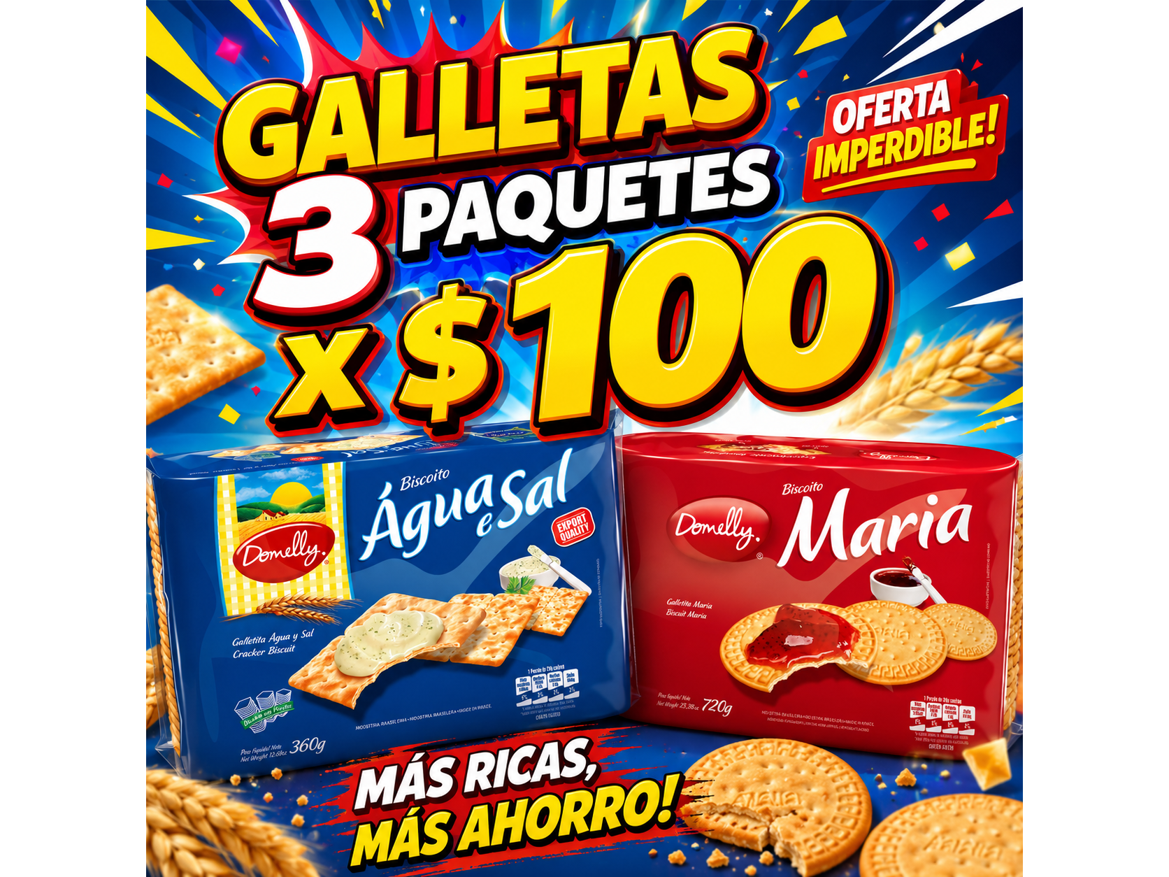 Galletas María o agua y sal 3 paquetes