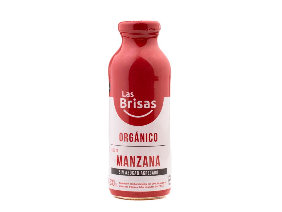 Jugo Organico de Manzana Sin Azucar x 330ml - Las Brisas