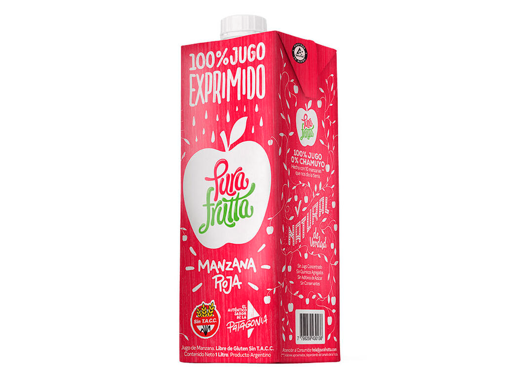 Jugo 100% Exprimido Manzana Roja x 1l - Pura Frutta