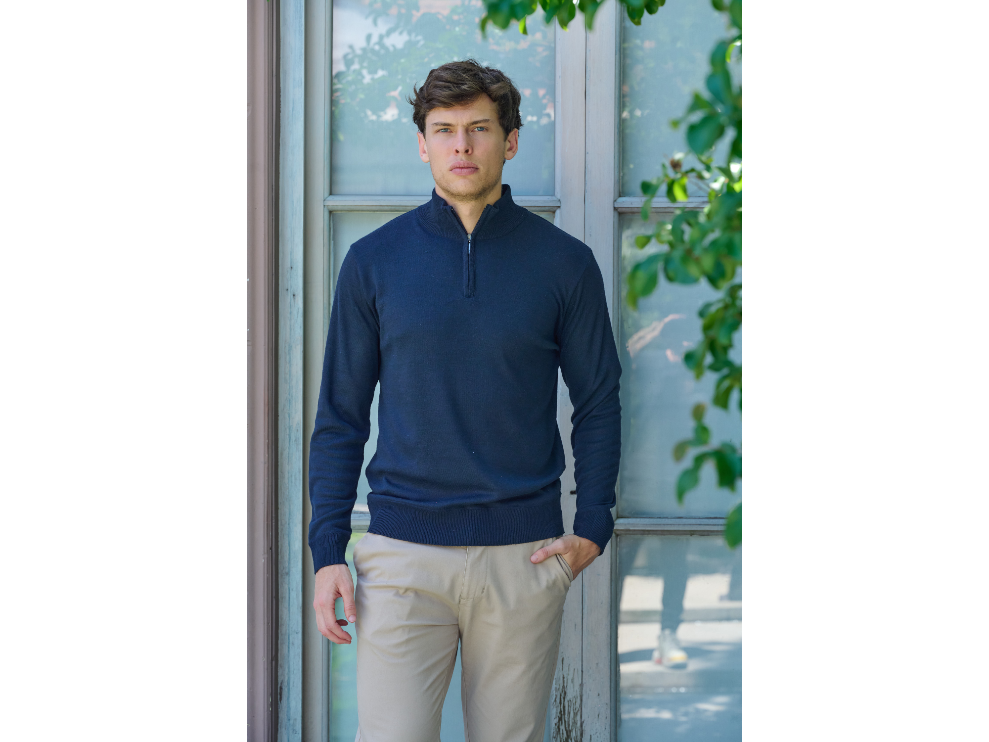 Sweater Medio Cierre (Azul)