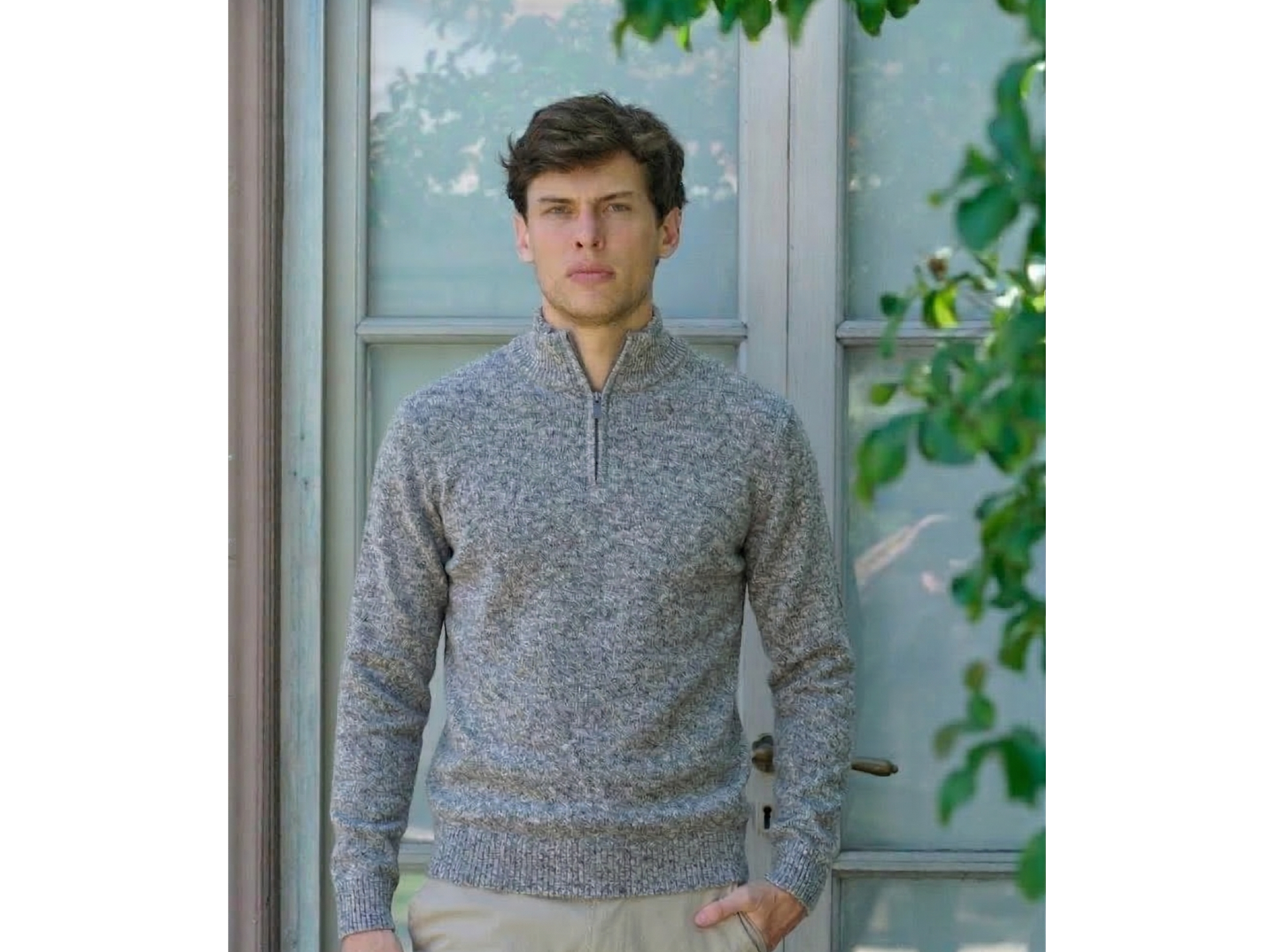 Sweater Medio Cierre (Gris Melange)