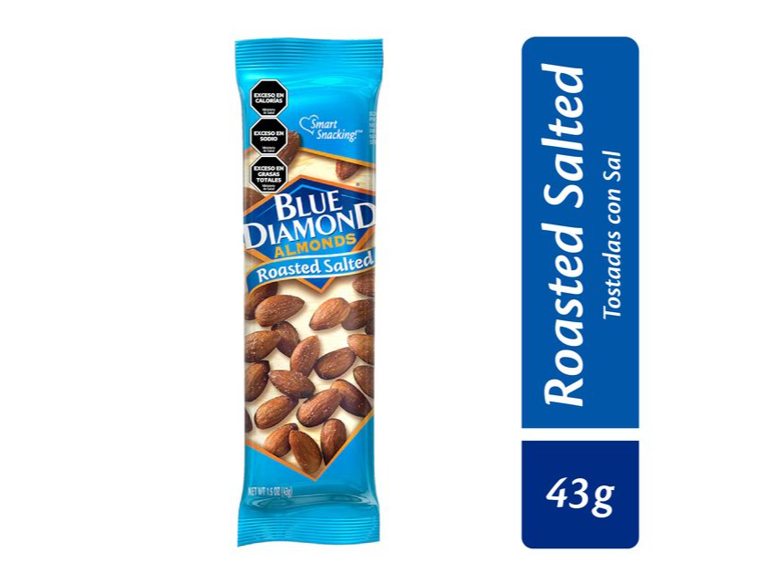 Almendras Blue Diamond Roasted Salted Tubo 43g
