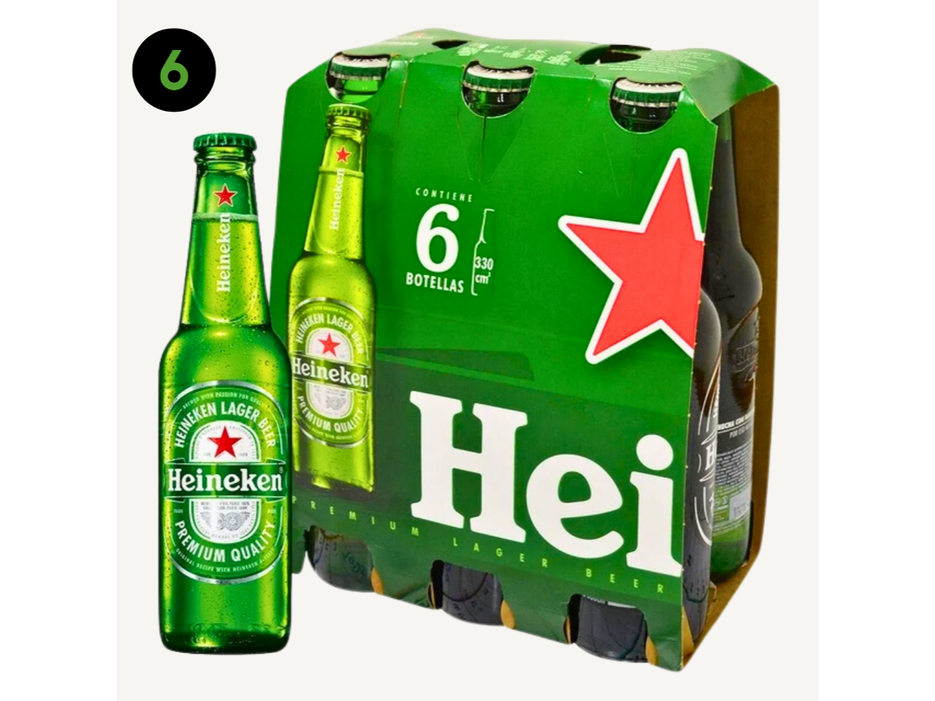 SIX PACK HEINEKEN BOTELLA 330ml