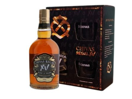 WHISKY CHIVAS XV + 2 VASOS