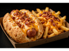 Pancho simple parmesano + papas fritas + chedar y bacon