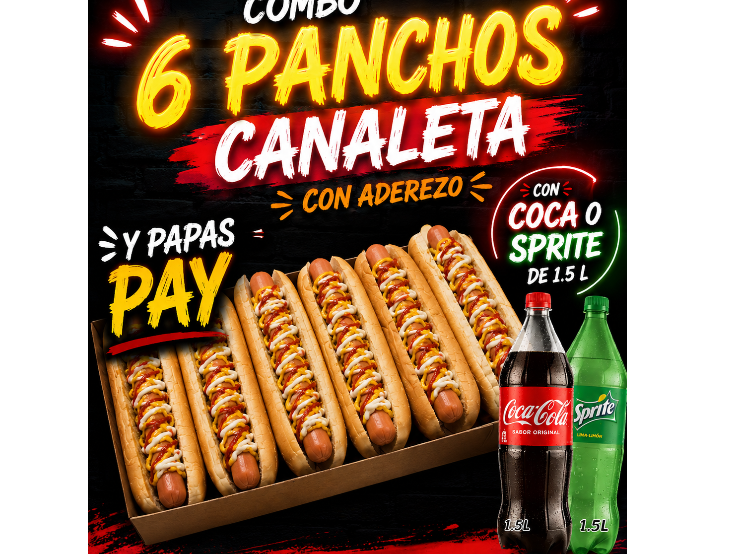 Promo de 6 Panchos simple + coca de 1.5
