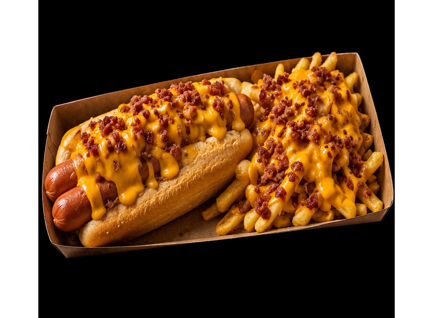 Panchos simple + papas + chedar y bacon