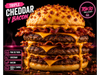 Hamburguesa triple chedar y bacon + papas
