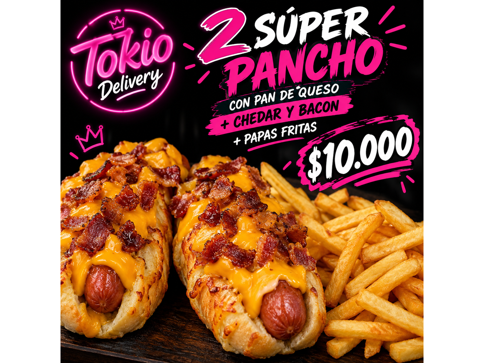 Promo de 2 pancho parmesano + papas