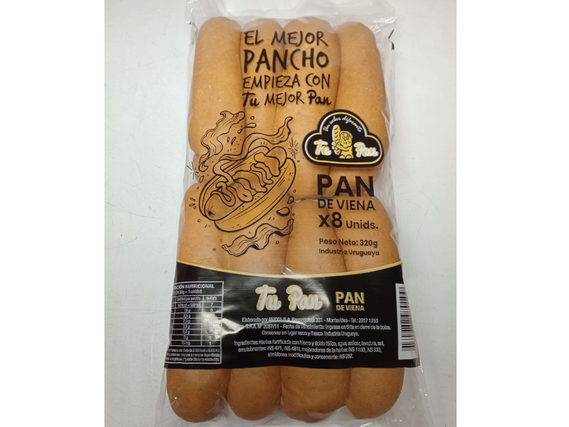 8 PAN DE VIENA 320 gramos