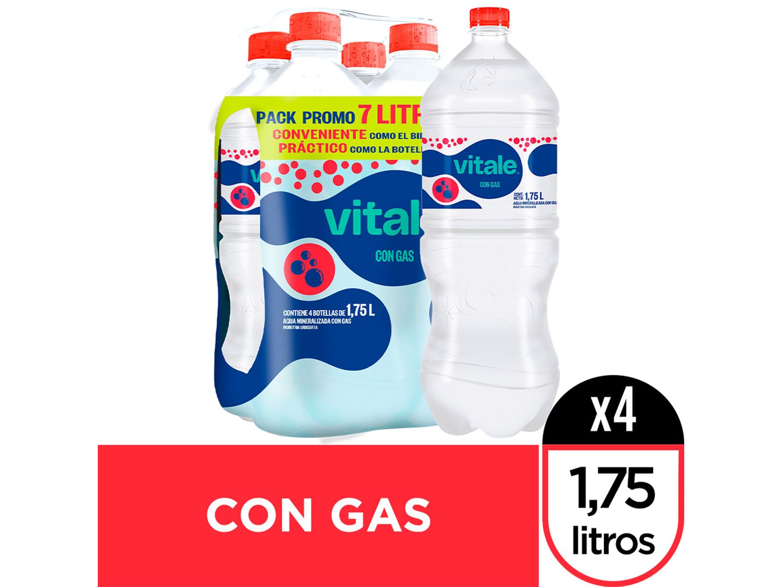 AGUA VITALE 1,75 litros (Con gas) pack 4