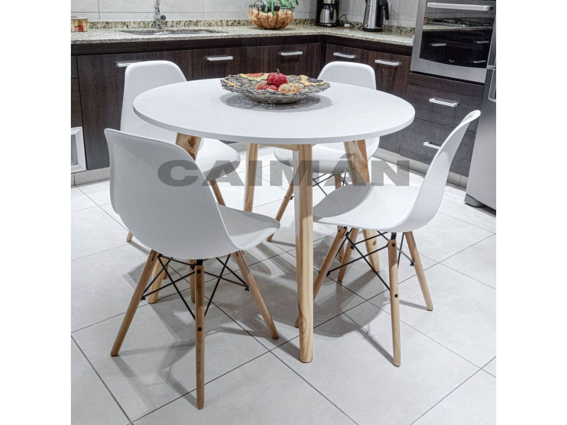 MESA REDONDA NORDICA DE 1.20 Y 4 SILLAS EAMES