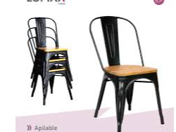 TOLIX NEGRA CON MADERA