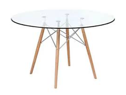 MESA EAMES REDONDA DE VIDRIO 1.20