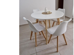 MESA NORDICA REDONDA DE 1.00 Y 4 SILLAS TULIP