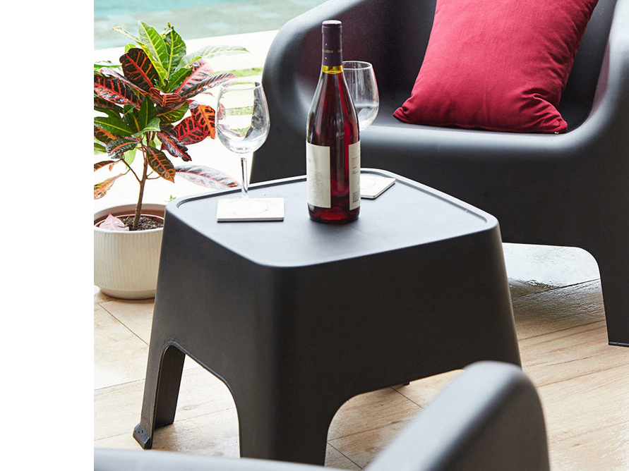MESA / BANQUETA GARDEN LIFE CUADRADA NEGRA