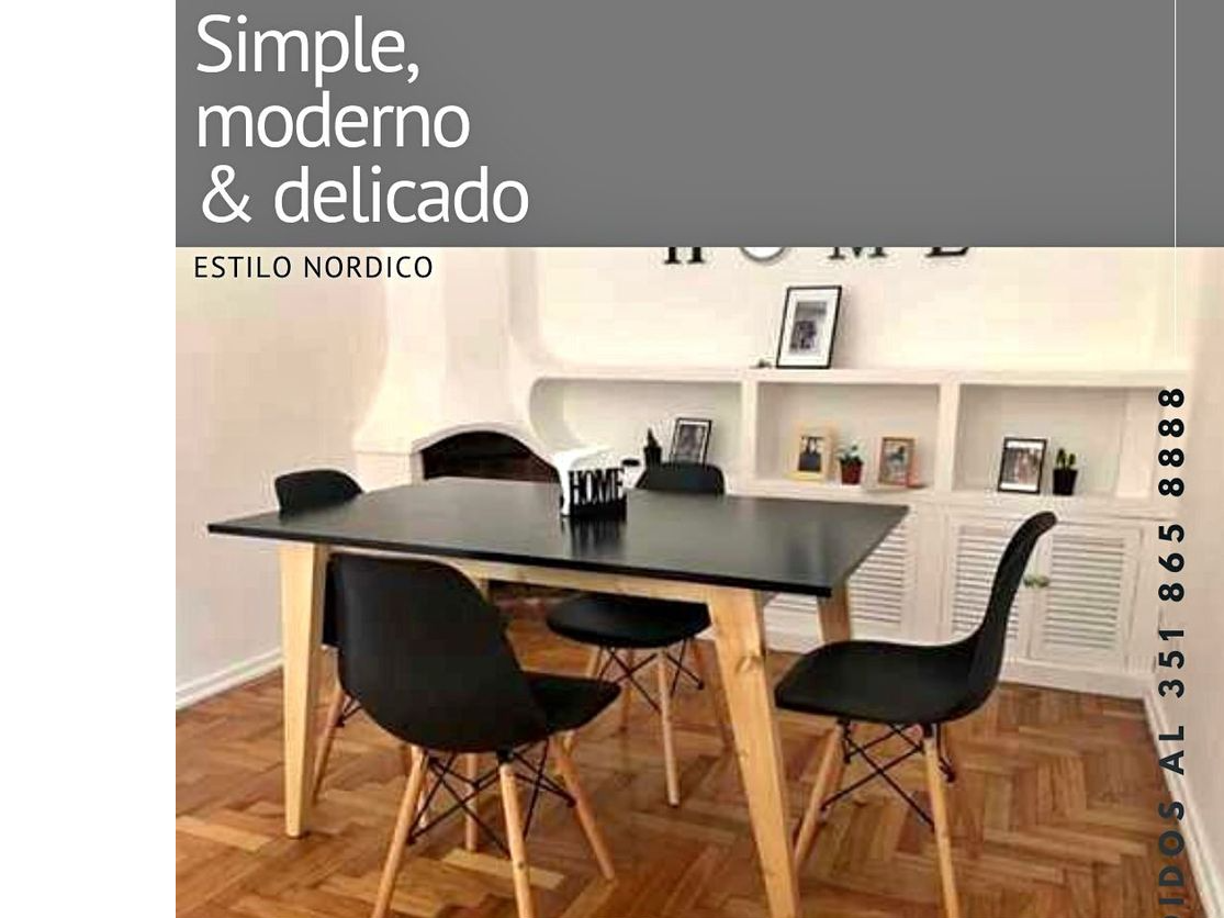 MESA ESCANDINAVA 1.20 Y 4 SILLAS EAMES