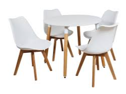 MESA EAMES REDONDA DE 0.90 + 4 SILLAS TULIP