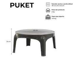 MESA PUKET GRIS GRAFITO