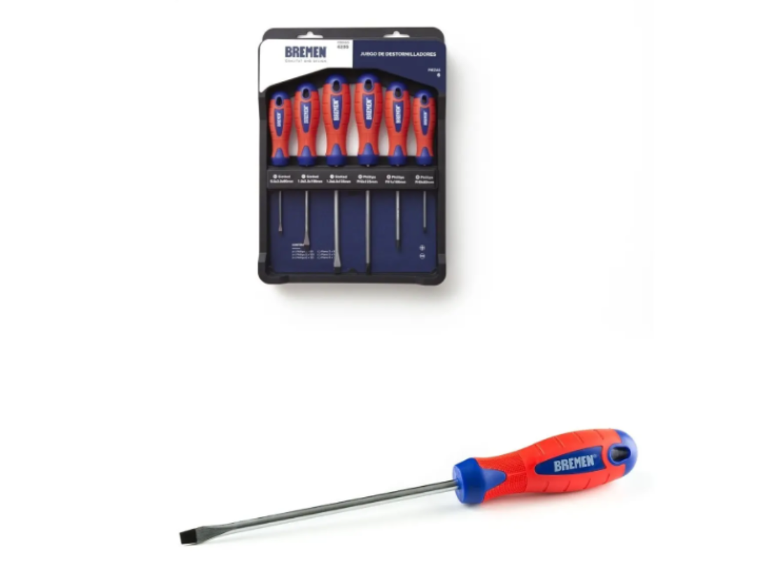 Juego De Destornillador Mango Goma Bremen 6pzas