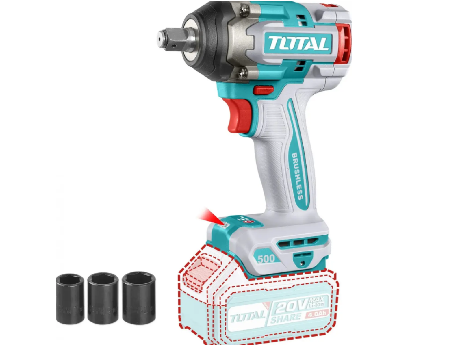 Llave de impacto inalámbrica brushless 1/2" Total ( sin batería)