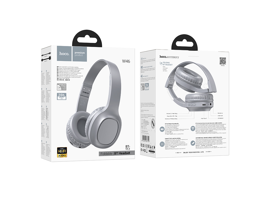 AURICULARES HOCO  W46 CHARM ONEAR BLUETOOTH GRIS CLARO