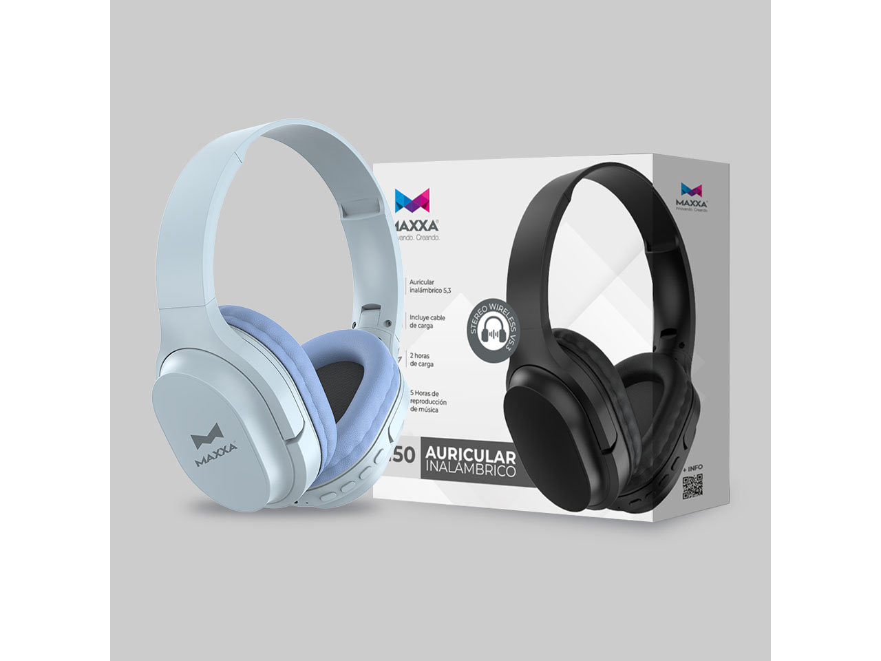 AURICULARES MAXXA  M50 ONEAR BLUETOOTH CELESTE