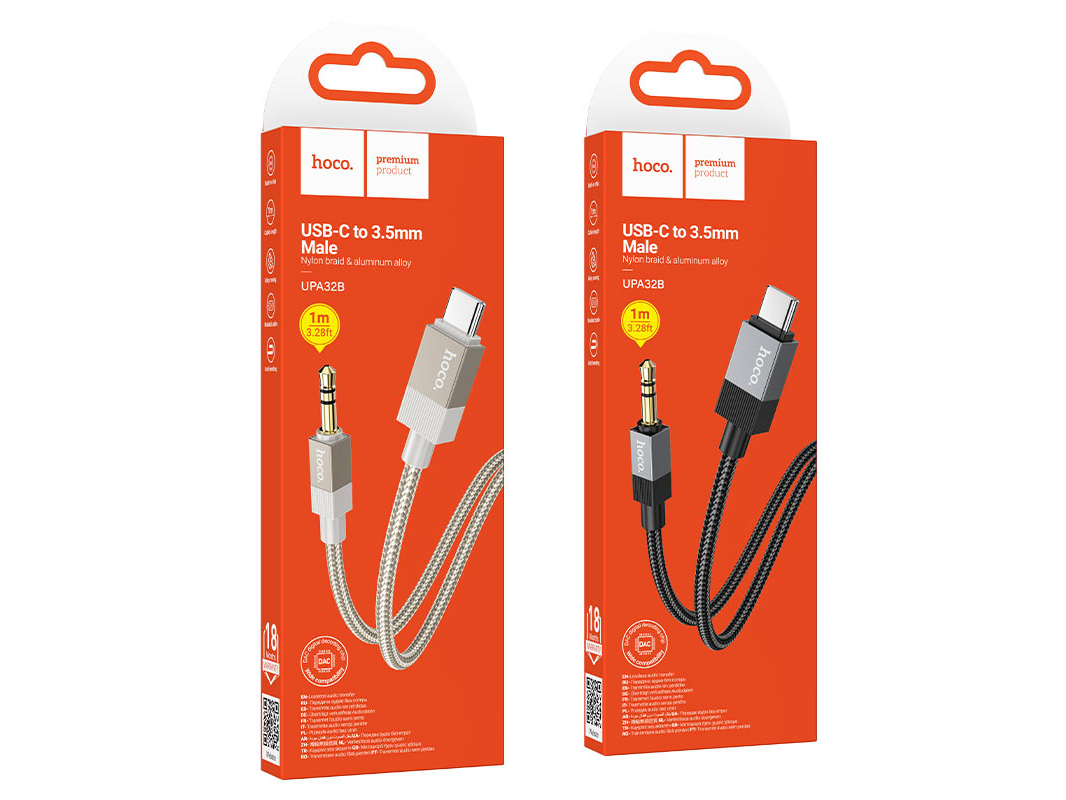CABLE HOCO PLUG 3.5 USB TIPO C HOCO UPA32 CLEVER DORADO 1 M
