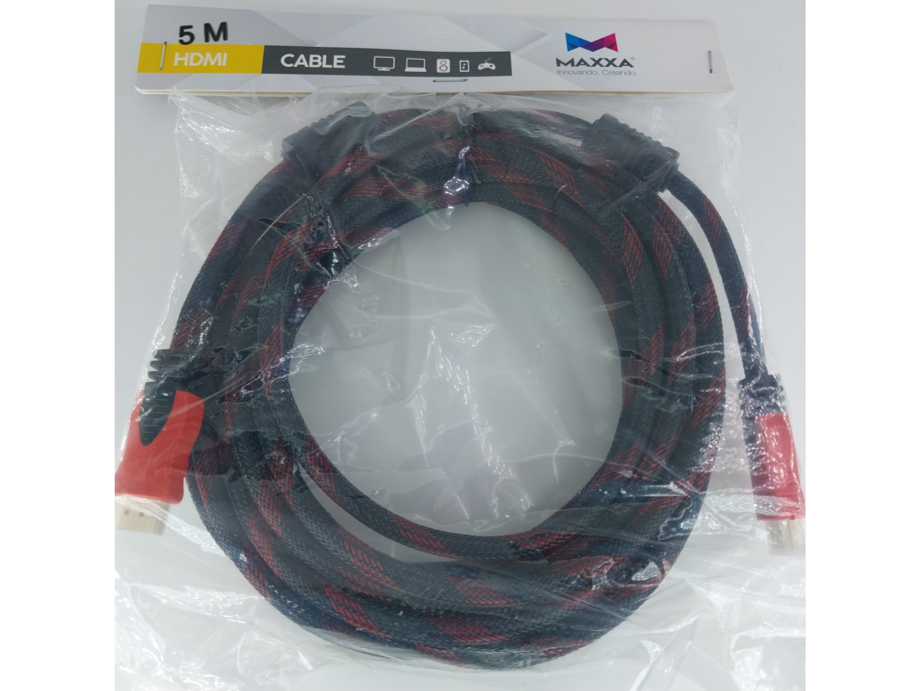 CABLES MAXXA HDMI  MAXXA HDMI MALLADO 5M NEGRO/ROJO