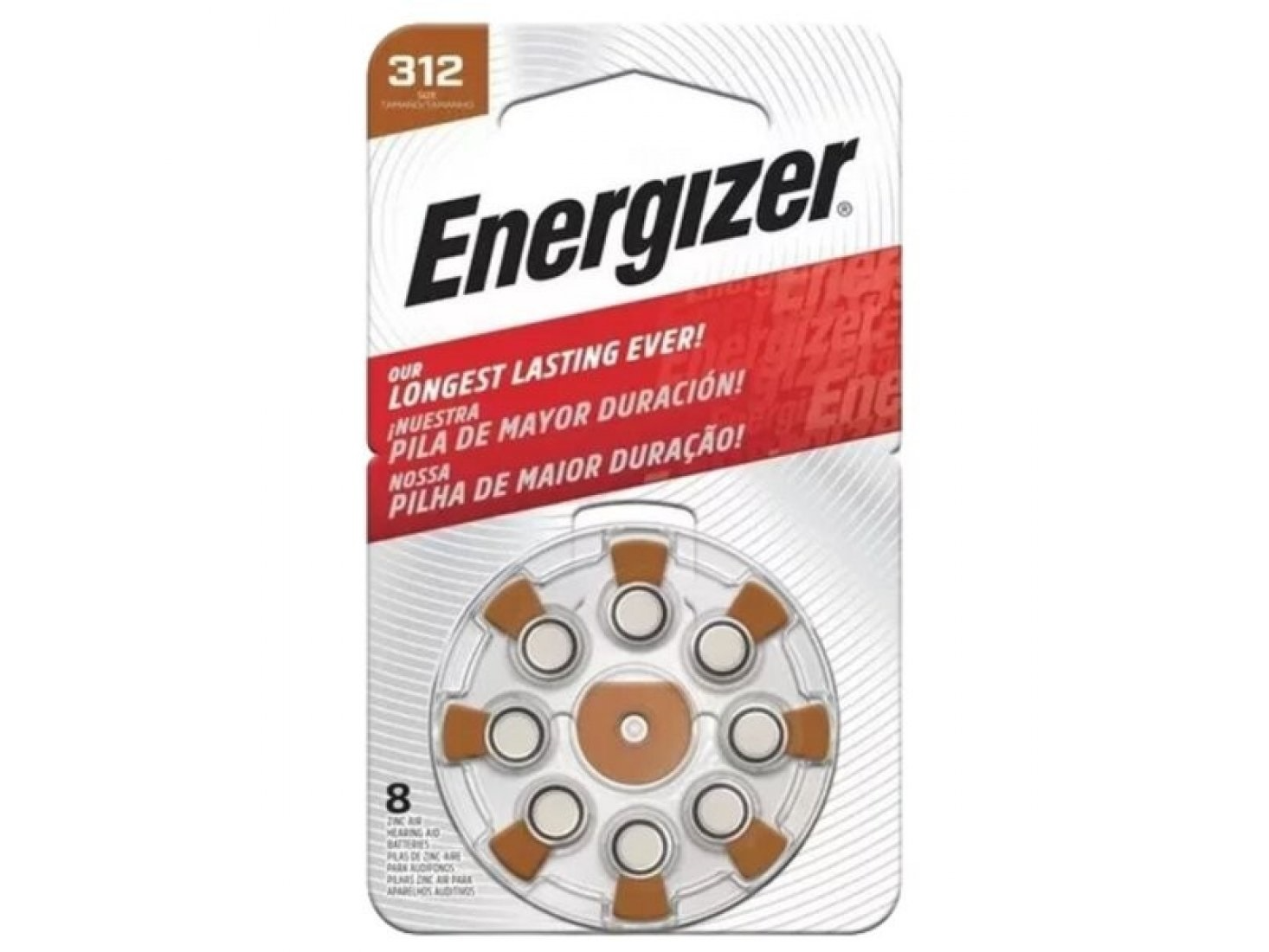 PILAS ENERGIZER AZ312 BOTON ZIN AIRE 181 mAh x8