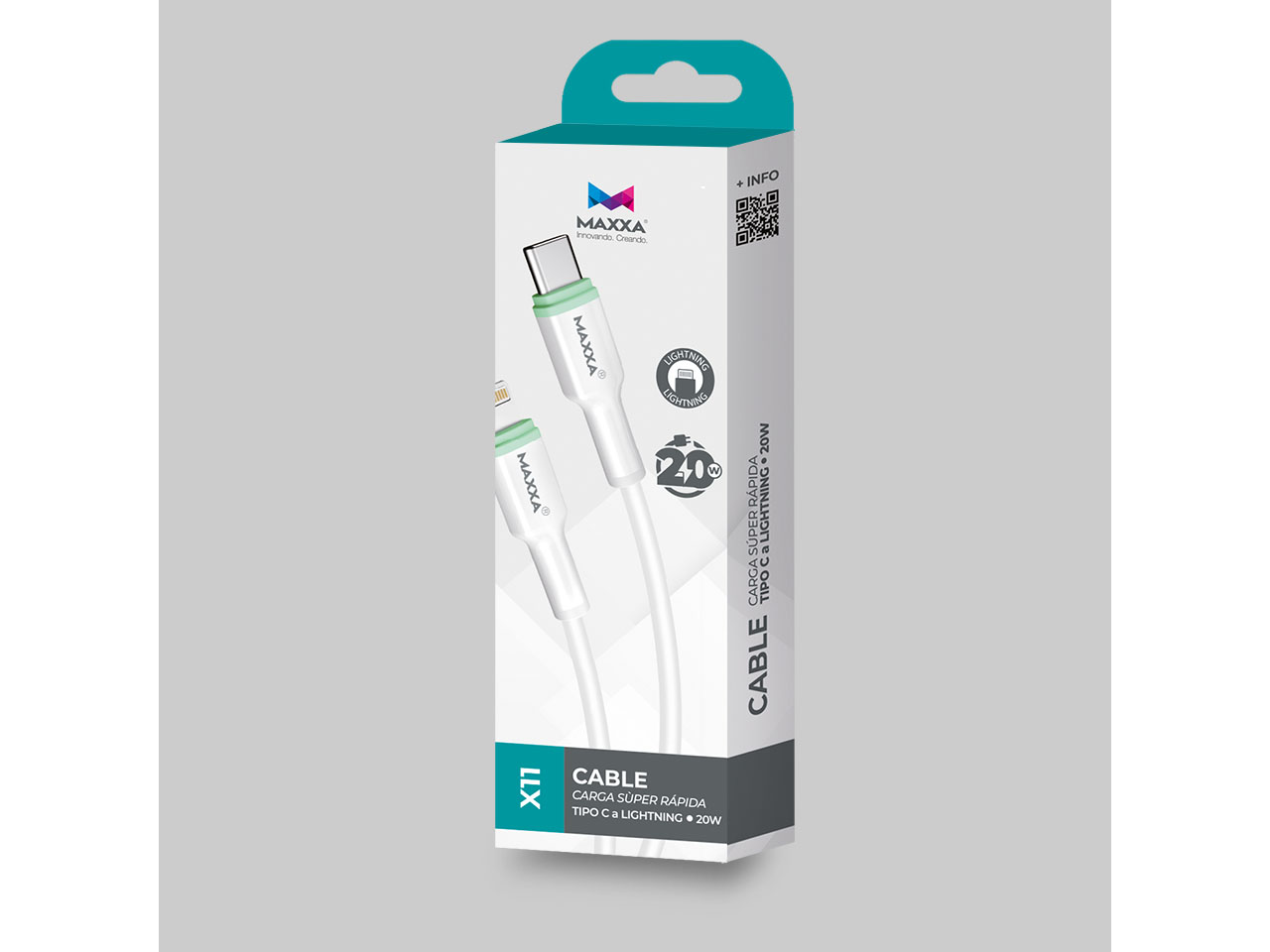CABLES MAXXA USB TIPO C LIGHTNING MAXXA X11 LIGHTNING 20W BLANCO 1,20 M