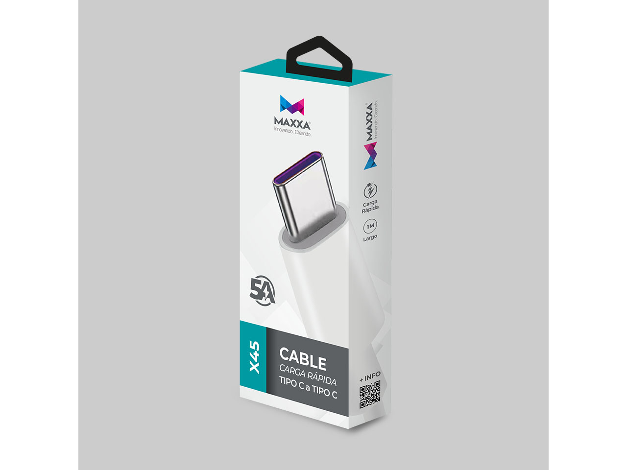 CABLES MAXXA USB TIPO C  MAXXA X45 TIPO C A TIPO C 5A BLANCO 1 M
