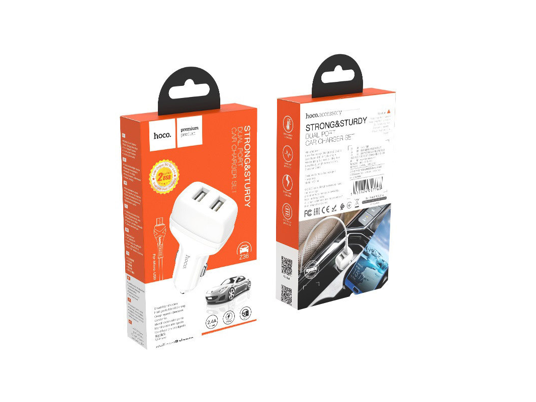 CARGADOR HOCO Z36 BLANCO CON CABLE V8