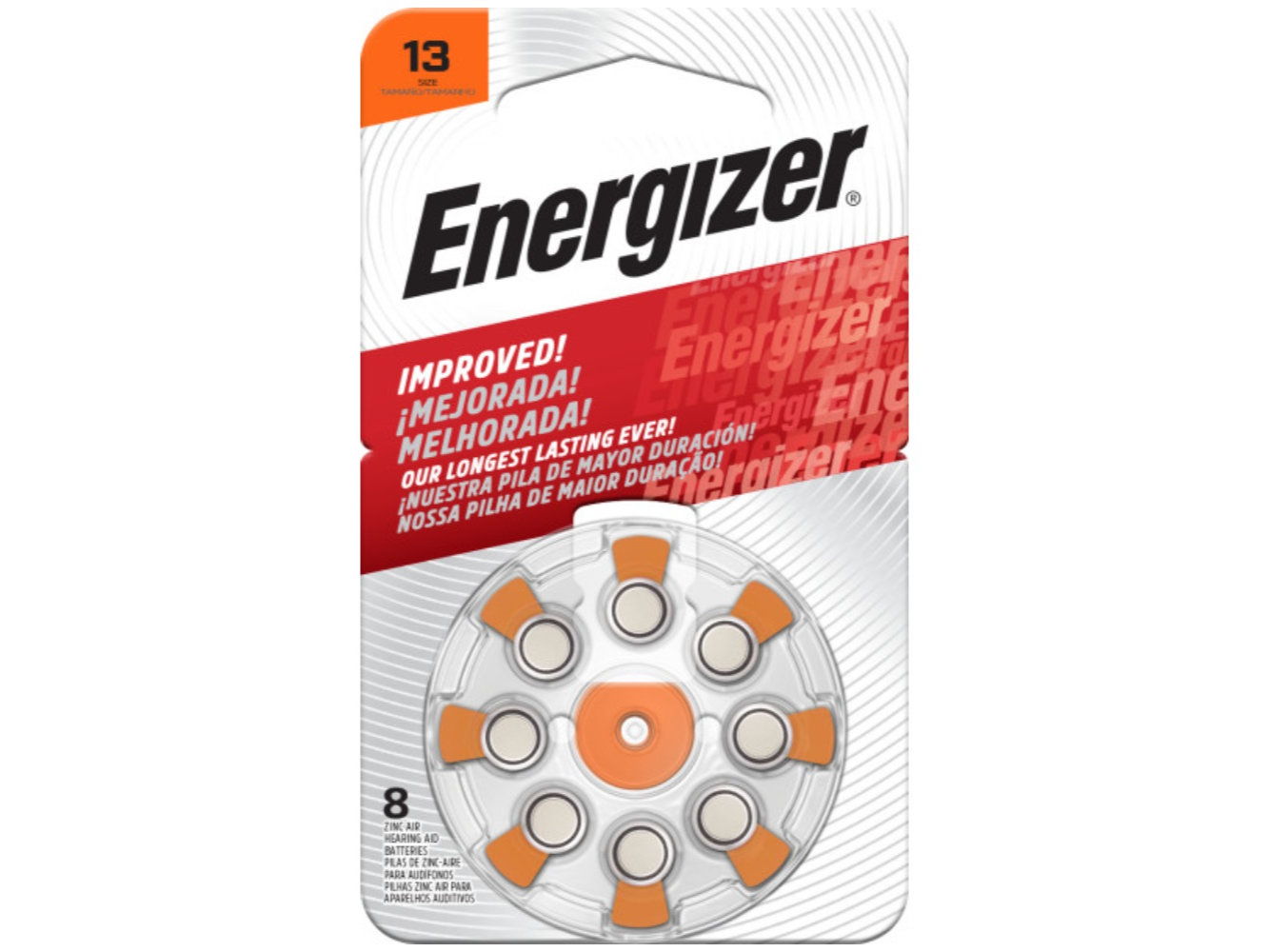PILAS ENERGIZER AZ13 BOTON ZIN AIRE 289 mAh x8
