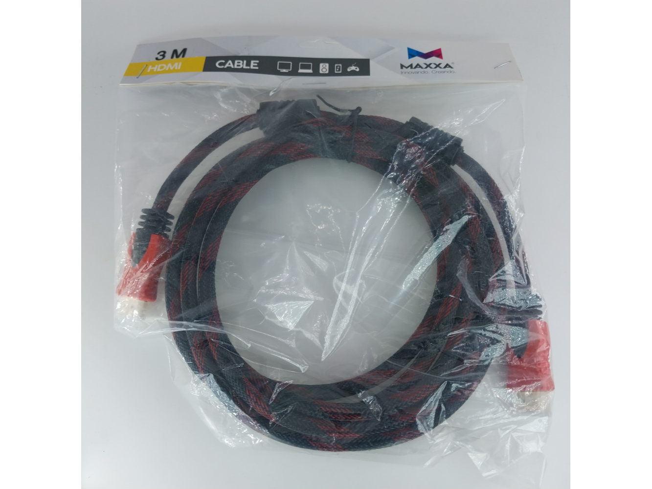 CABLES MAXXA HDMI  MAXXA HDMI MALLADO 3M NEGRO/ROJO