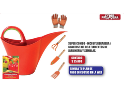 Super Combo / incluye: Regadera, Guantes, kiy 3 elemtos jardineria y semillas