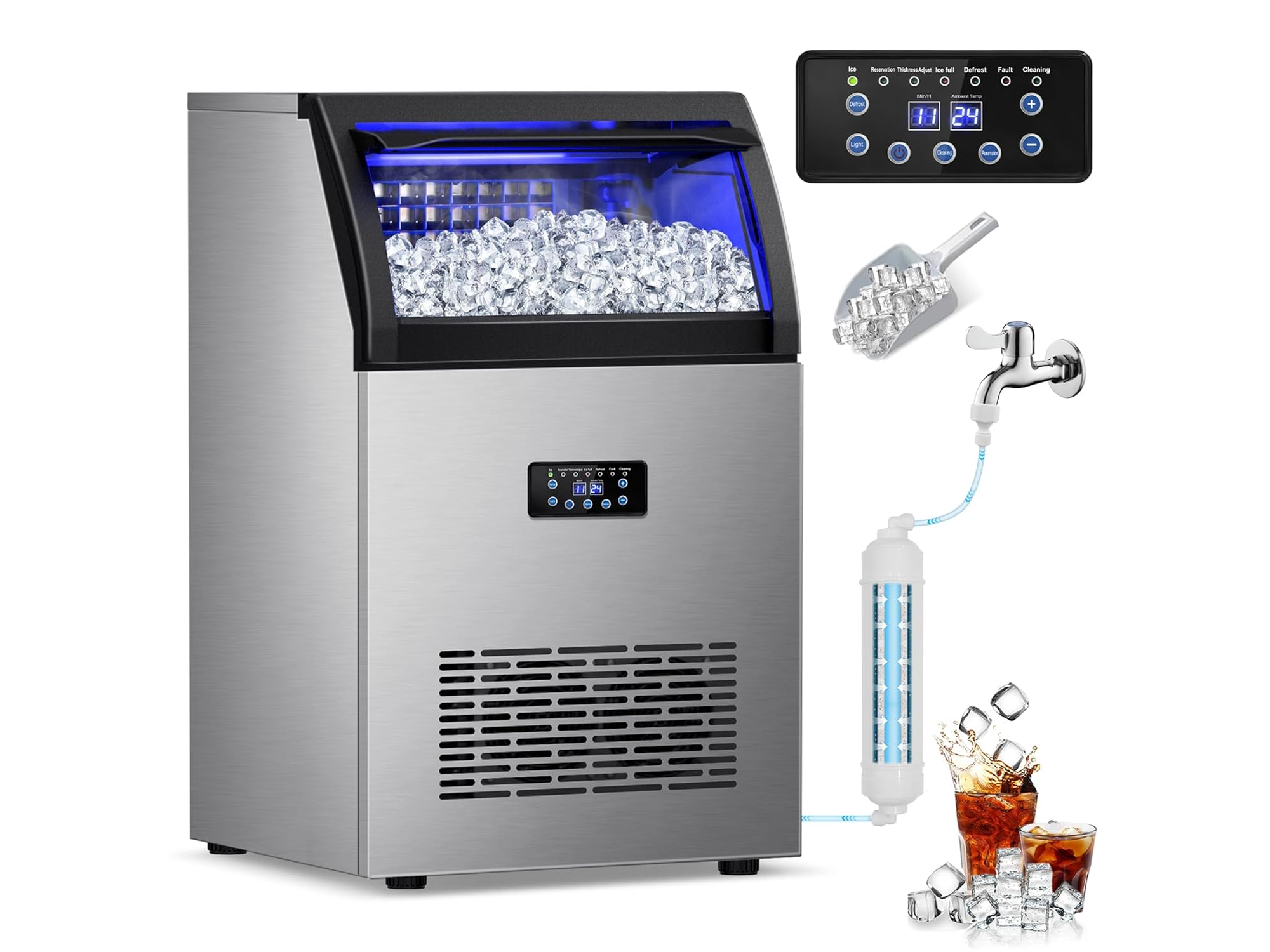 Máquina comercial de hielo 150 lbs / 24 h – Acero inoxidable