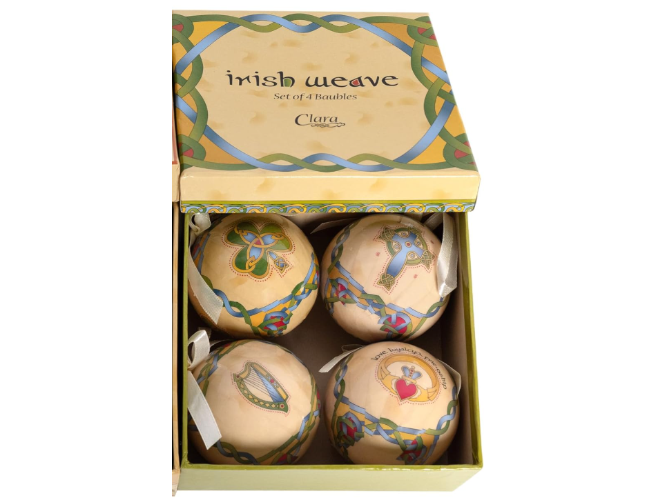 Set 4 Bolas Navideñas Irlandesas – Decoración Árbol Navidad